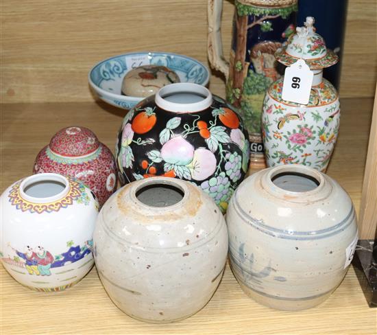 A mixed group of Chinese and European ceramics, 19th/20th century tallest 30cm